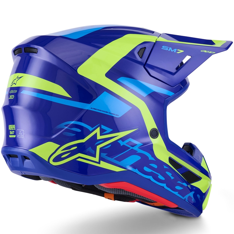 Alpinestars SM7 Deed motocrosshjelm blå-fluo gul