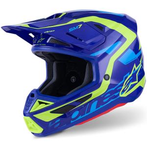 Alpinestars SM7 Deed motocrosshjelm blå-fluo gul