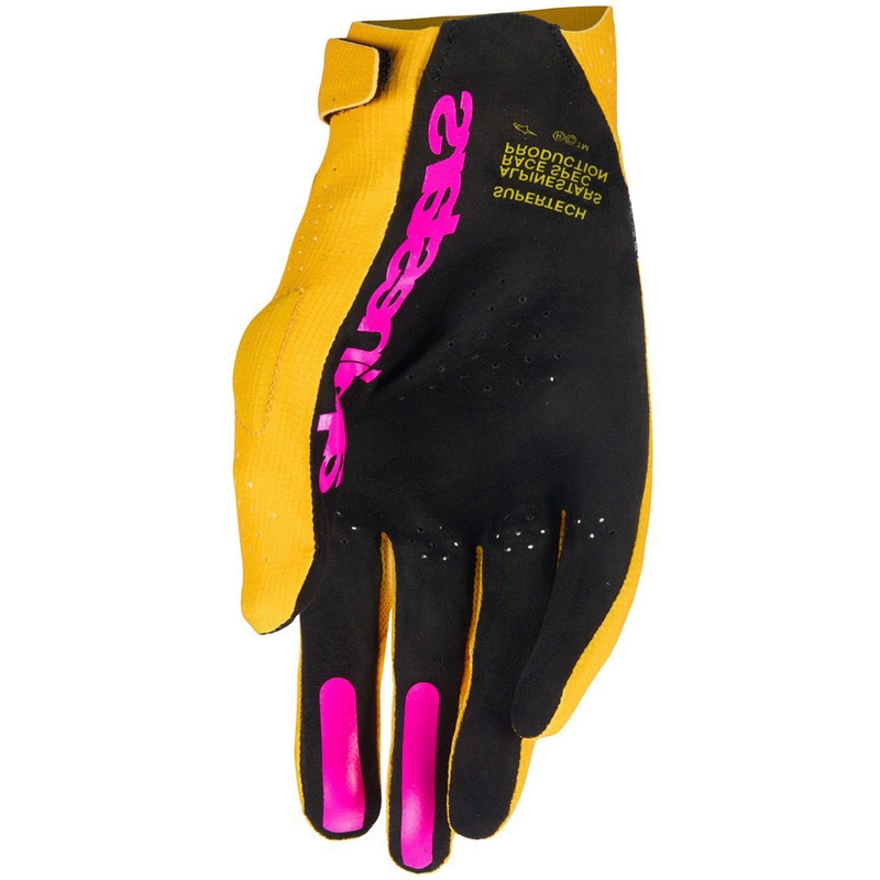 Alpinestars Supertech MX motocrosshandsker guld-sort-fluo pink