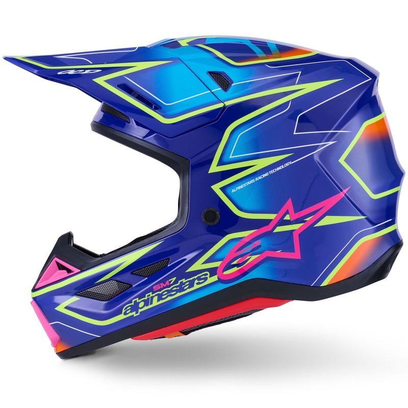 Alpinestars SM7 Cast motocrosshjelm blå-pink-fluo gul
