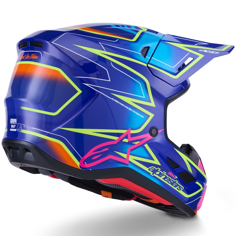 Alpinestars SM7 Cast motocrosshjelm blå-pink-fluo gul