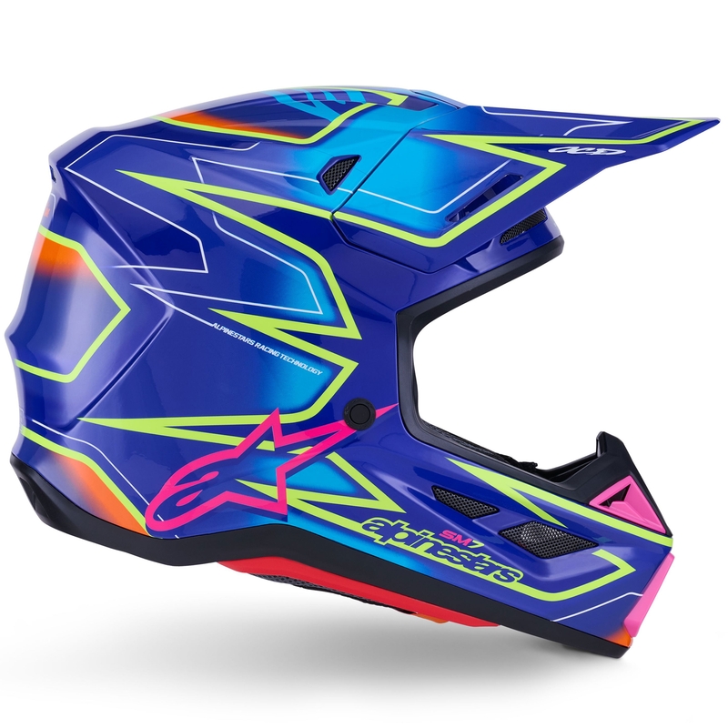 Alpinestars SM7 Cast motocrosshjelm blå-pink-fluo gul