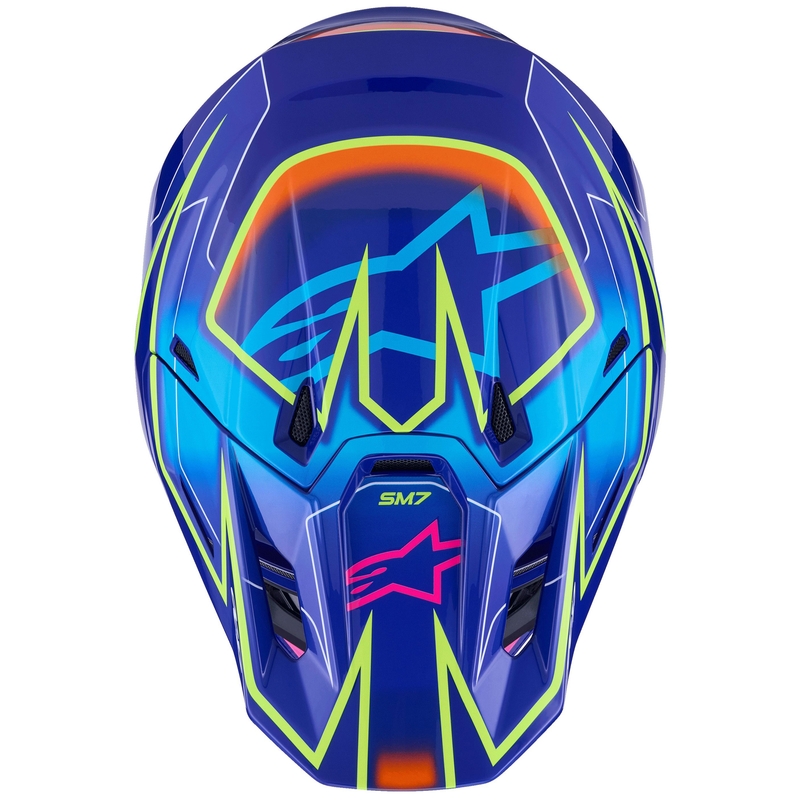 Alpinestars SM7 Cast motocrosshjelm blå-pink-fluo gul