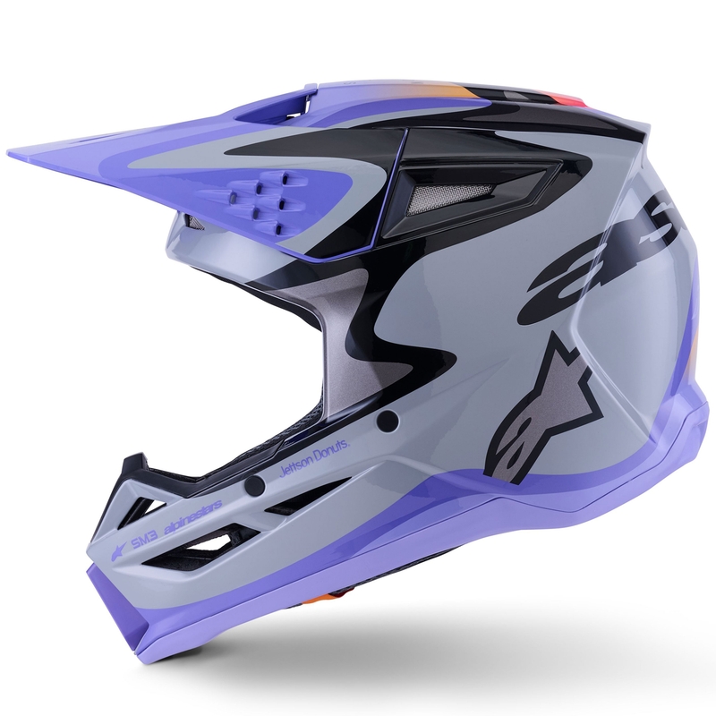 Alpinestars S-M3 JETT LAWRENCE edition motocrosshjelm grå-lilla-sort