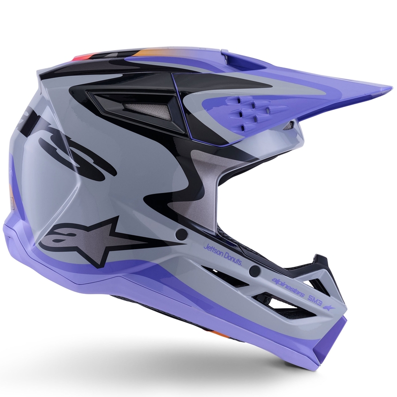 Alpinestars S-M3 JETT LAWRENCE edition motocrosshjelm grå-lilla-sort