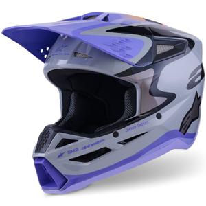 Alpinestars S-M3 JETT LAWRENCE edition motocrosshjelm grå-lilla-sort