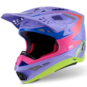 Alpinestars S-M10 JETT LAWRENCE R01 motocrosshjelm lilla-fluo pink-fluo gul