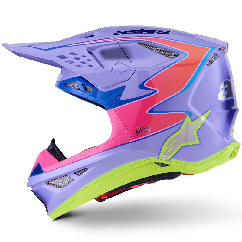 Alpinestars S-M10 JETT LAWRENCE R01 motocrosshjelm lilla-fluo pink-fluo gul