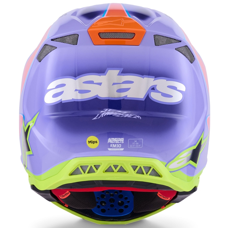 Alpinestars S-M10 JETT LAWRENCE R01 motocrosshjelm lilla-fluo pink-fluo gul
