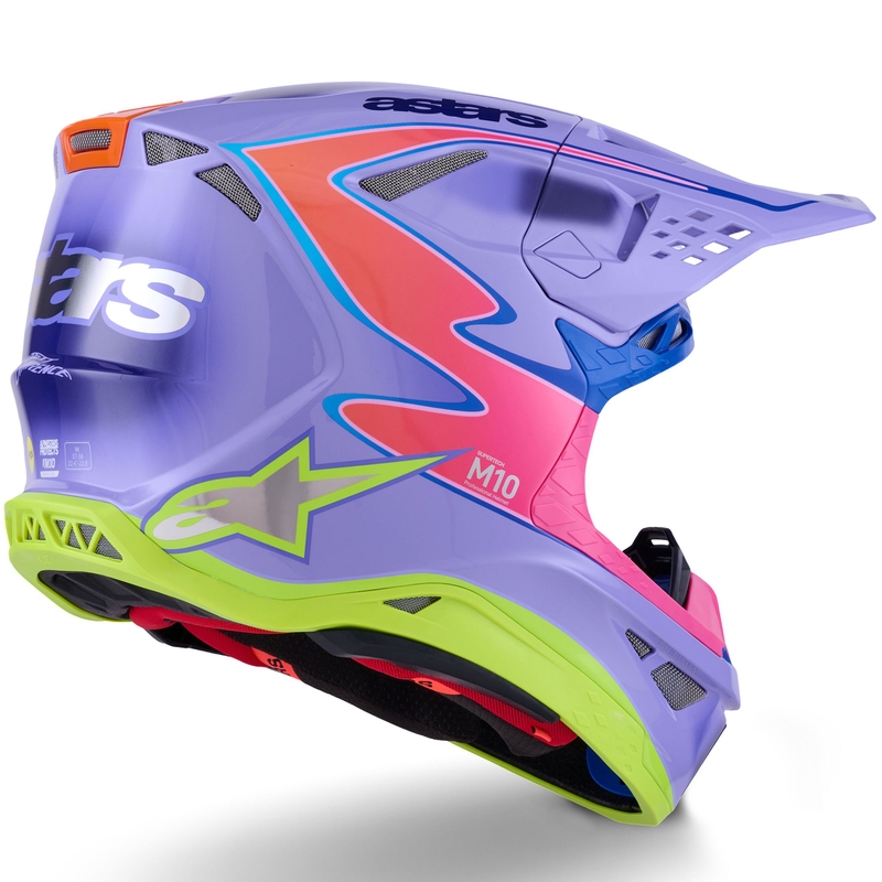 Alpinestars S-M10 JETT LAWRENCE R01 motocrosshjelm lilla-fluo pink-fluo gul