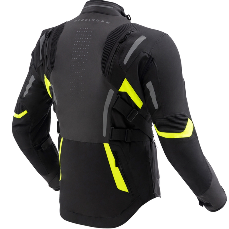 Motorcykeljakke Rebelhorn Hiker IV sort-antracit-fluogul