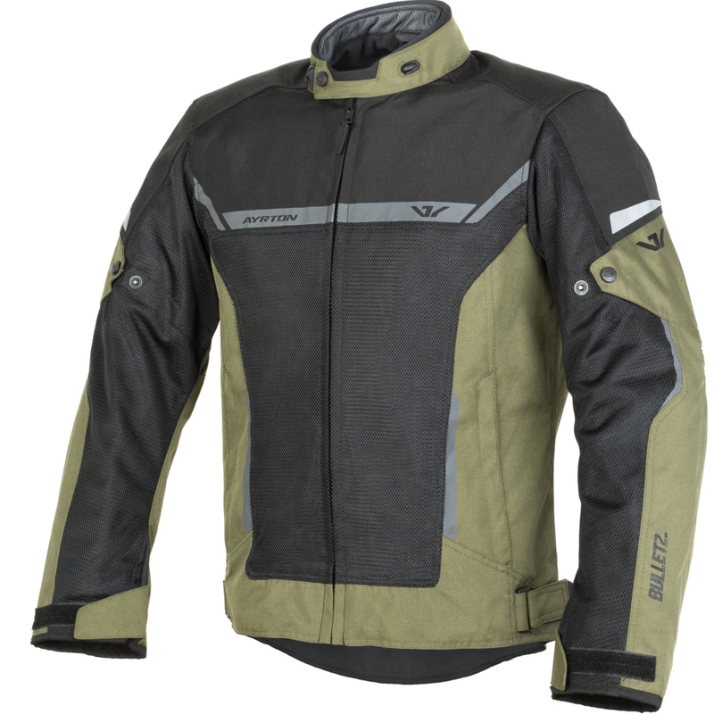 Ayrton Bullet II Flow motorcykeljakke mørkegrøn-grå-sort