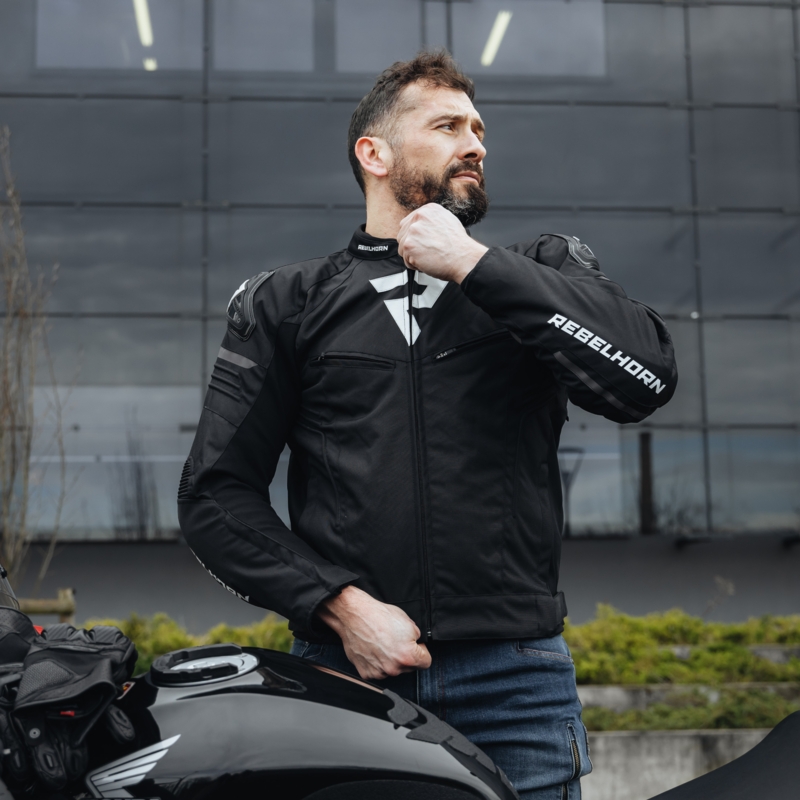 Rebelhorn Vandal motorcykeljakke sort/hvid