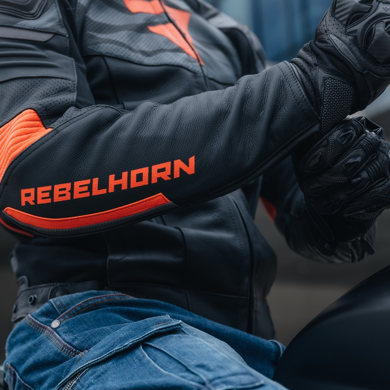 Rebelhorn Vandal læder motorcykeljakke sort-rød