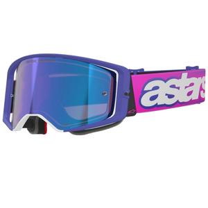 Alpinestars Supertech Vision Vista motocrossbriller lilla-fluo pink med spejlblank blå linse