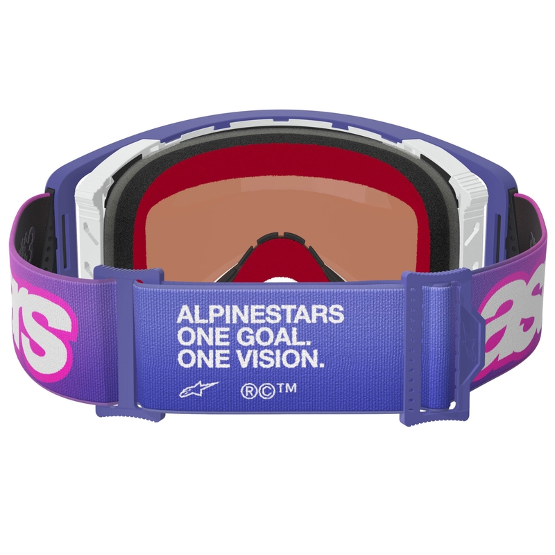 Alpinestars Supertech Vision Vista motocrossbriller lilla-fluo pink med spejlblank blå linse