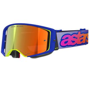 Alpinestars Supertech Vision Vista blå-gul-lilla motocrossbriller med spejlvendt rød linse