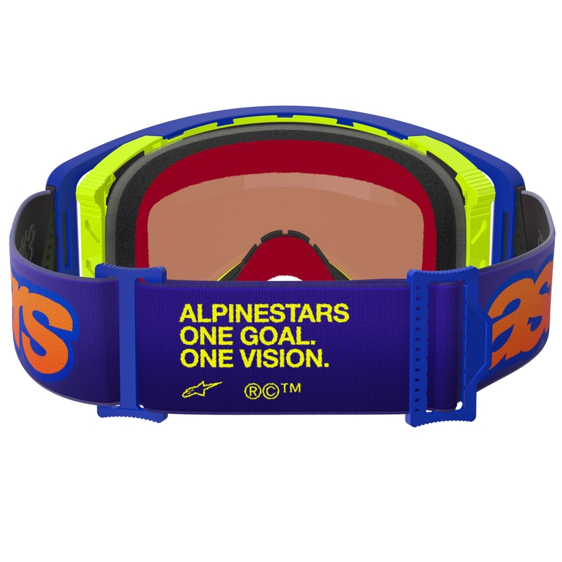 Alpinestars Supertech Vision Vista blå-gul-lilla motocrossbriller med spejlvendt rød linse