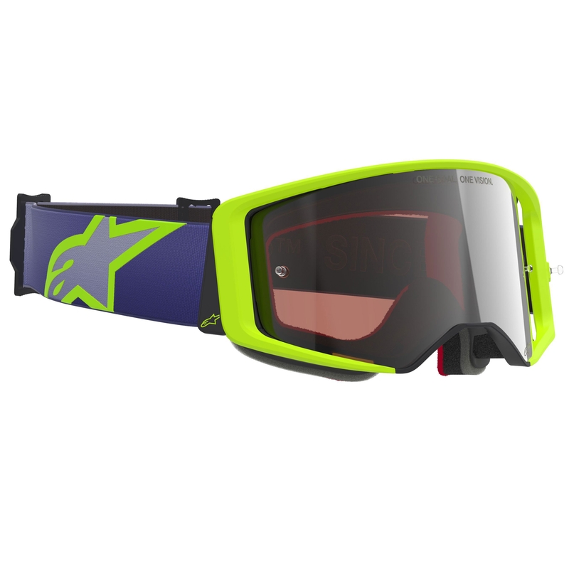 Alpinestars Supertech Vision Corp motocrossbriller lilla-gul med spejlvendt sølvlinse