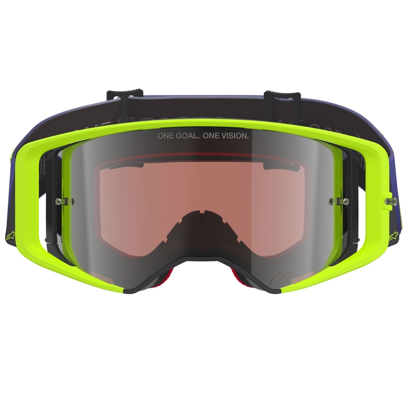 Alpinestars Supertech Vision Corp motocrossbriller lilla-gul med spejlvendt sølvlinse