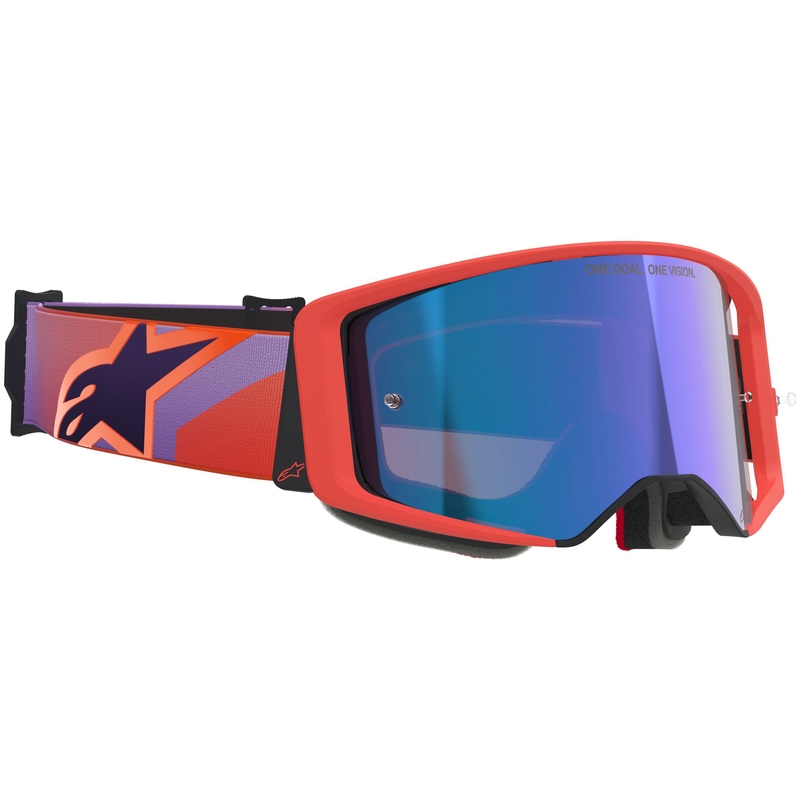 Alpinestars Supertech Vision Corp orange-lilla motocrossbriller med spejlblanke blå linser