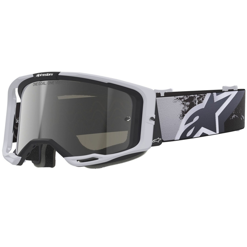 Alpinestars Supertech Vision 8 Lahnd motocrossbriller hvid-sort med spejlvendt sølvlinse