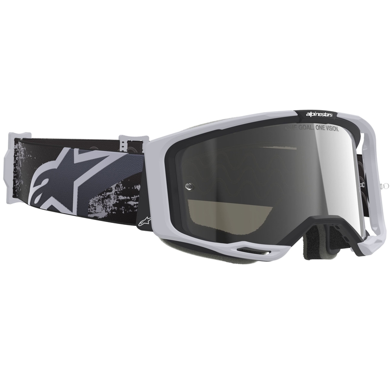 Alpinestars Supertech Vision 8 Lahnd motocrossbriller hvid-sort med spejlvendt sølvlinse