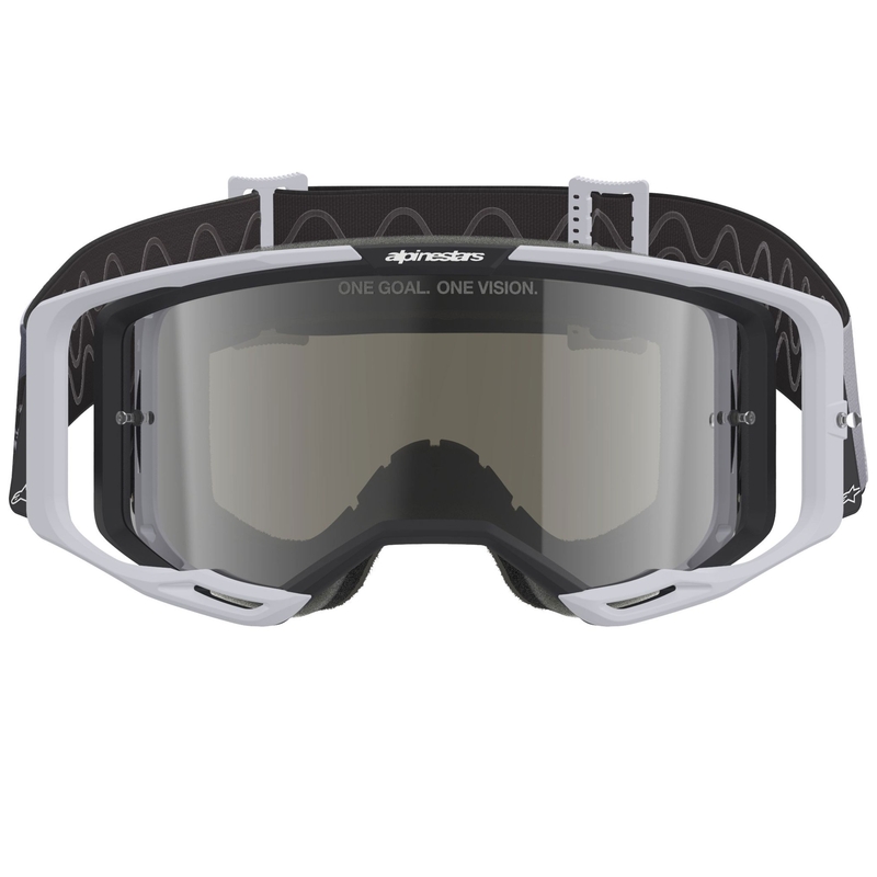 Alpinestars Supertech Vision 8 Lahnd motocrossbriller hvid-sort med spejlvendt sølvlinse