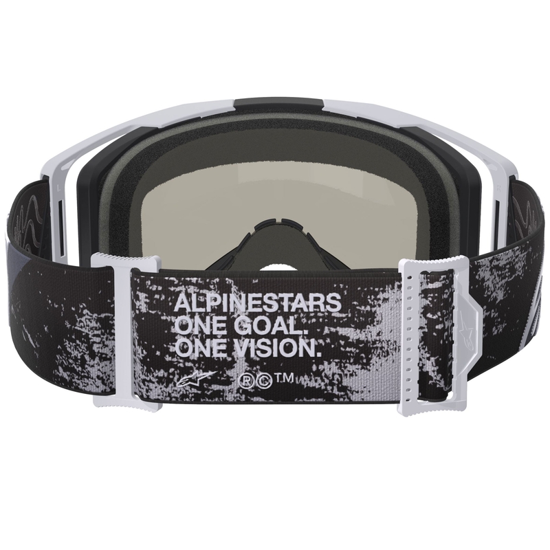Alpinestars Supertech Vision 8 Lahnd motocrossbriller hvid-sort med spejlvendt sølvlinse