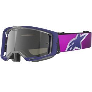 Alpinestars Vision 8 Corp motocrossbriller lilla-klare med spejlblank sølvfarvet linse