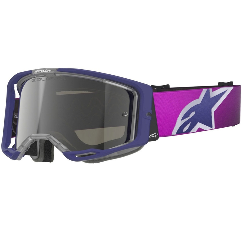 Alpinestars Vision 8 Corp motocrossbriller lilla-klare med spejlblank sølvfarvet linse