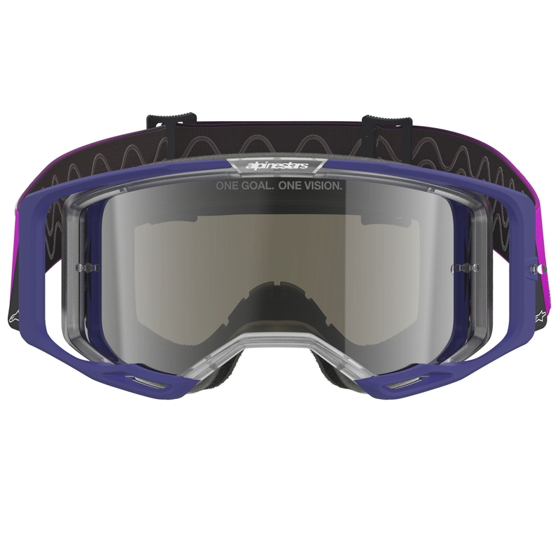 Alpinestars Vision 8 Corp motocrossbriller lilla-klare med spejlblank sølvfarvet linse