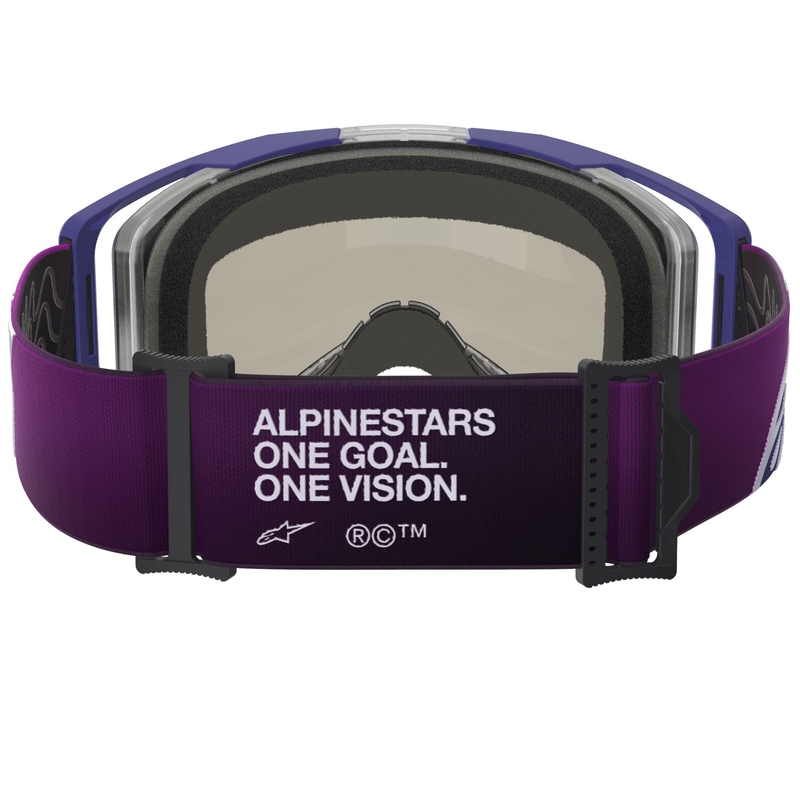 Alpinestars Vision 8 Corp motocrossbriller lilla-klare med spejlblank sølvfarvet linse