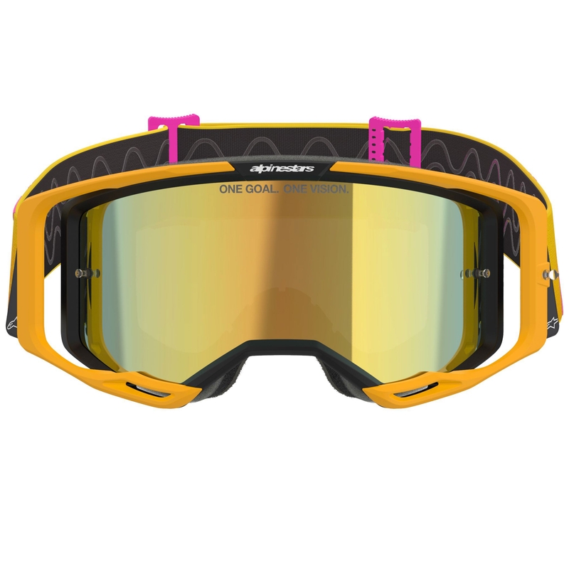 Alpinestars Vision 8 Corp orange-gul-pink motocrossbriller med spejlblank guldlinse