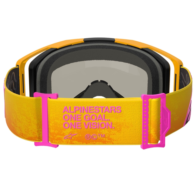 Alpinestars Vision 8 Corp orange-gul-pink motocrossbriller med spejlblank guldlinse