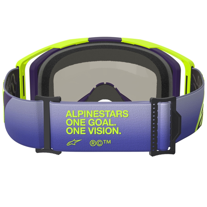 Alpinestars Vision 8 Corp fluo gul-lilla motocrossbriller med spejlblank blå linse