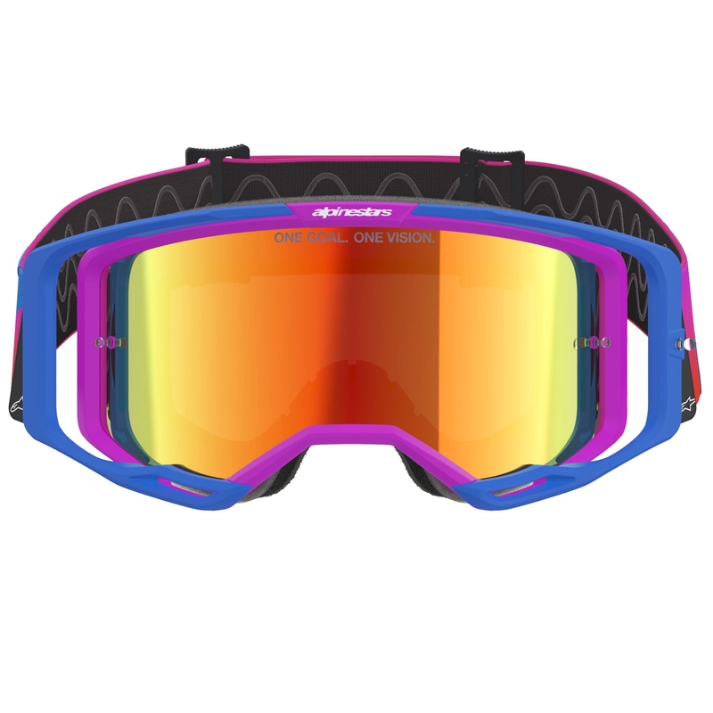 Alpinestars Vision 8 Corp blå-lilla-orange motocrossbriller med spejlvendt rød linse
