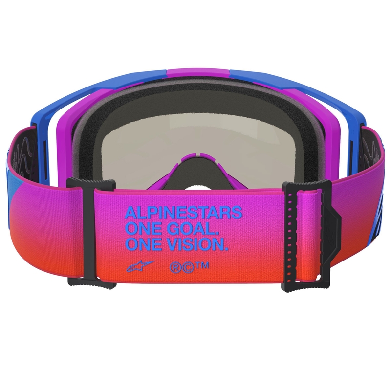 Alpinestars Vision 8 Corp blå-lilla-orange motocrossbriller med spejlvendt rød linse