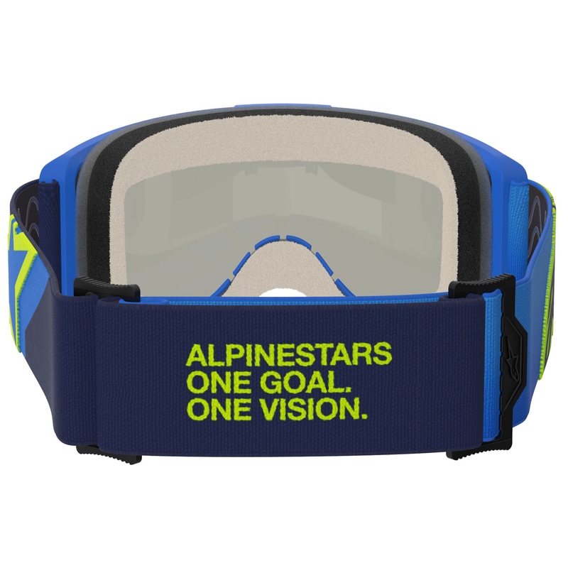 Motokrosové brýle Alpinestars Vision 5 Corp modro-fluo žluto-černé se zrcadlovým modrým zorníkem