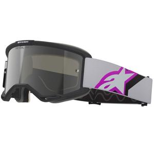 Alpinestars Vision 5 Corp motocrossbriller sort-grå-lilla-hvid med spejlvendt sølvlinse