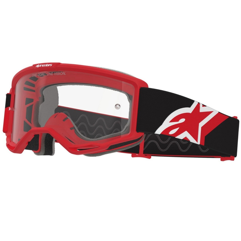 Alpinestars Vision OTG rød-sort-hvide motocrossbriller med klar linse