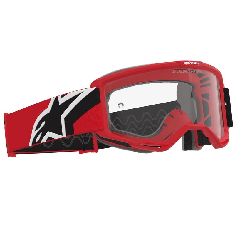 Alpinestars Vision OTG rød-sort-hvide motocrossbriller med klar linse