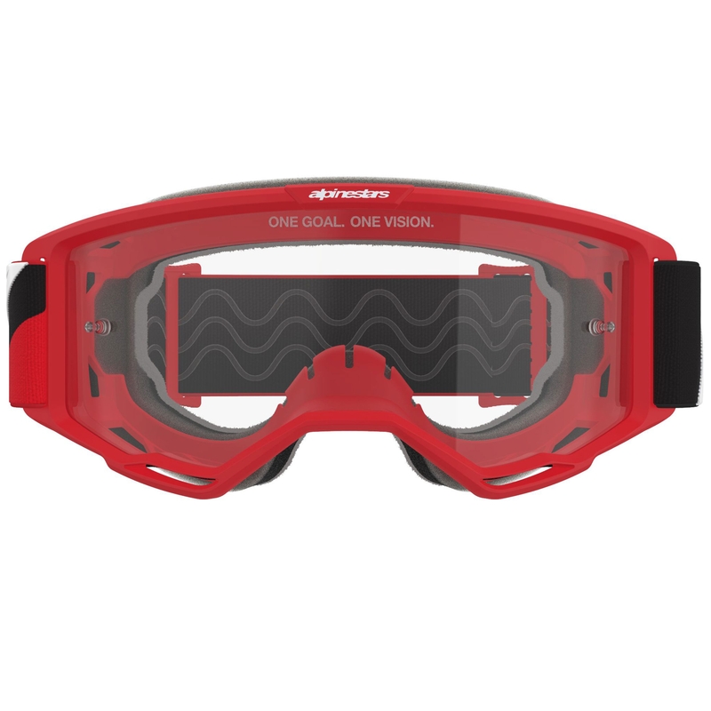 Alpinestars Vision OTG rød-sort-hvide motocrossbriller med klar linse