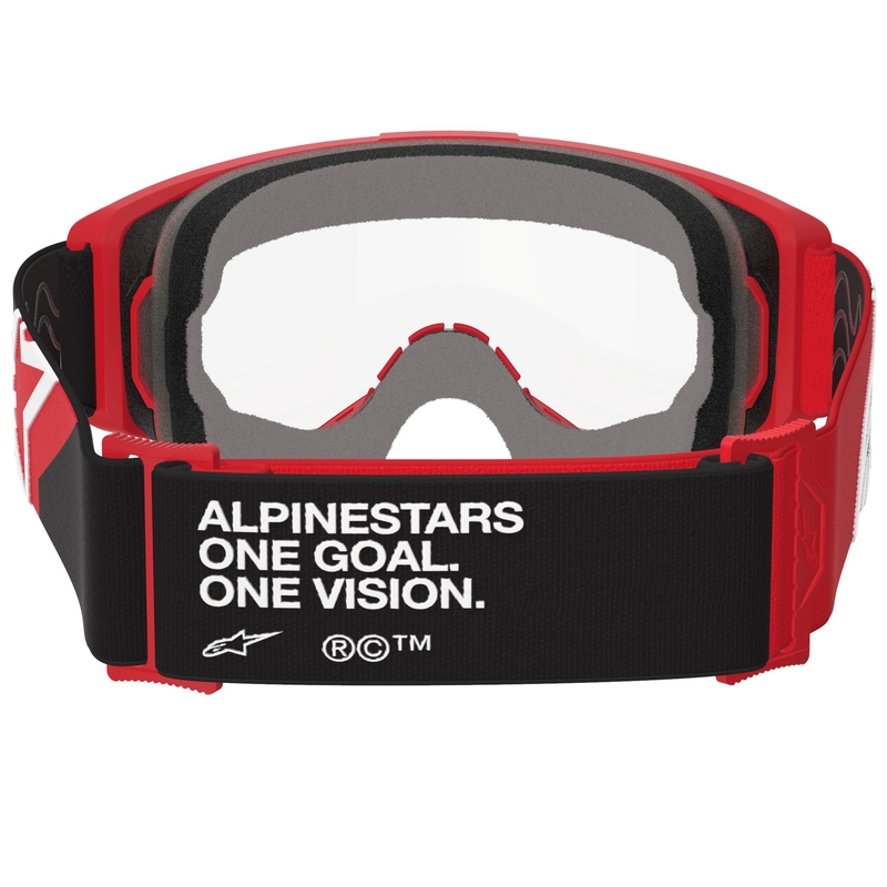 Alpinestars Vision OTG rød-sort-hvide motocrossbriller med klar linse