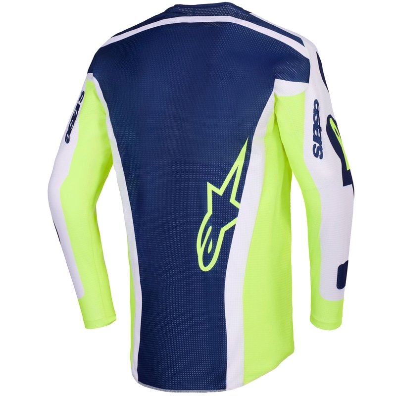 Alpinestars Racer Air Riway motocross trøje lysegrå-fluo gul-blå