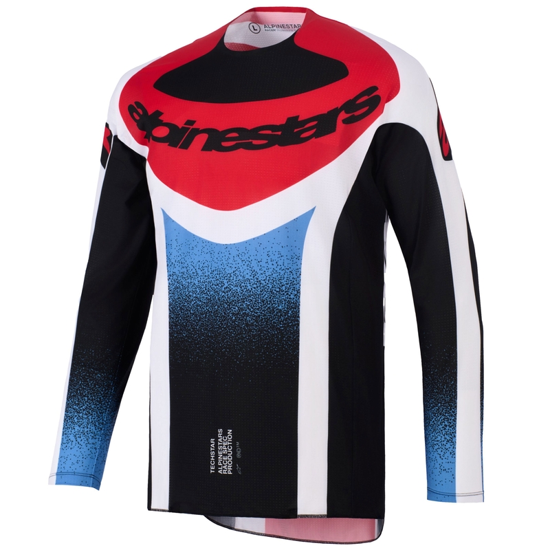 Alpinestars Techstar Knif motocross trøje sort-hvid-blå-rød