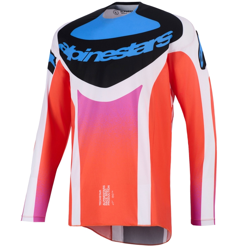Alpinestars Techstar Knif motocross trøje lysegrå-fluororange-sort