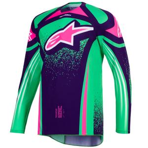 Alpinestars Techstar Nomur motocross trøje mørk lilla-grøn-fluoro pink