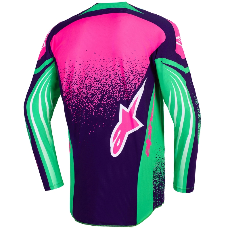 Alpinestars Techstar Nomur motocross trøje mørk lilla-grøn-fluoro pink