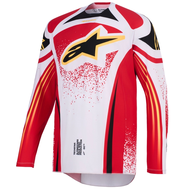 Alpinestars Techstar Nomur motocross trøje lysegrå-rød-sort-gul